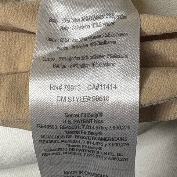 Indigo Blue Maternity Stretch Denim Jeans with Tan Over the Bellyband - Picture 7 of 8